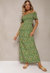Zielona Sukienka z Wiskozy Tariya. Zielone sukienki damskie Renee, z aplikacjami, z wiskozy, boho, bez ramiączek. W wyprzedaży za 55.99 zł.