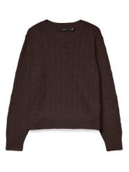 Vero Moda Sweter w kolorze ciemnobrązowym rozmiar: XS. Brązowe swetry klasyczne damskie Vero Moda, s, z materiału, bez kołnierzyka. Za 86.99 zł.