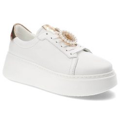 Białe Sneakersy Chebello Eleganckie Obuwie Damskie Ze Skóry Naturalnej. Białe obuwie sportowe damskie CheBello, na wiosnę, ze skóry, bez zapięcia. Za 439.00 zł.