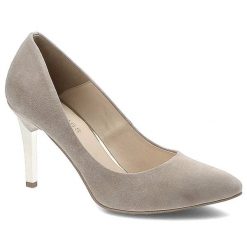 Beżowe Czółenka Damiss Eleganckie Buty Damskie Na Szpilce. Brązowe czółenka damskie DAMISS, bez wzorów, z zamszu, bez obcasa, na obcasie. Za 254.99 zł.