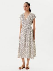 United Colors Of Benetton Sukienka letnia 4KPRDV0BB Beżowy Relaxed Fit. Brązowe sukienki damskie United Colors Of Benetton, bez wzorów, ze lnu, bez ramiączek. Za 419.99 zł.