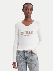 Guess Sweter W6BR55 Z1456 Kremowy Regular Fit. Białe swetry klasyczne damskie Guess, s, z wiskozy, bez kołnierzyka. Za 344.99 zł.