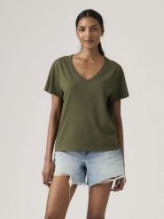 Levi's Koszulka "Favorite" w kolorze khaki rozmiar: S. Brązowe bluzki damskie Levi's, s, bez wzorów, z bawełny, bez kołnierzyka, bez ramiączek. Za 66.95 zł.