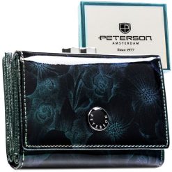 Portfel damski Peterson PTN PS15-09-FDS zielony. Zielone portfele damskie Peterson, bez wzorów, ze skóry. Za 104.99 zł.