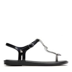 Sandały Melissa. Czarne sandały damskie Melissa, bez wzorów, bez obcasa, na płaskiej podeszwie, bez zapięcia. Za 249.99 zł.