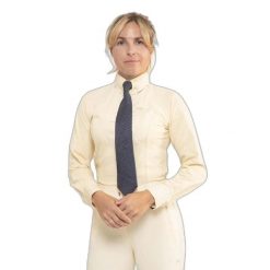 Damska koszula jeździecka z długim rękawem Premier Equine Tessa. Białe koszule damskie PREMIER EQUINE, bez wzorów, z materiału, eleganckie, bez kołnierzyka, bez ramiączek. Za 317.00 zł.