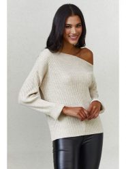 Milan Kiss Sweter w kolorze beżowym rozmiar: L. Brązowe swetry klasyczne damskie Milan Kiss, l, bez kołnierzyka. Za 121.51 zł.