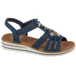 Sandały Rieker Sandals V0649-14 niebieskie. Niebieskie sandały damskie bez wzorów, z gumy, z otwartym noskiem, bez obcasa, bez zapięcia. Za 365.38 zł.