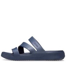 Klapki Crocs Getaway Strappy Z Klapkami Damskie. Niebieskie klapki damskie Crocs, bez wzorów, z materiału, bez obcasa, bez zapięcia. Za 199.99 zł.