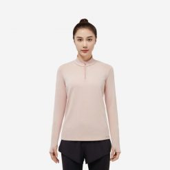 Bluza do biegania damska Kiprun Run 100 Warm. Czerwone bluzy damskie KALENJI, xs, bez wzorów, z dzianiny, bez kaptura. Za 59.99 zł.