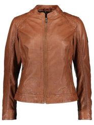 HIS Skórzana kurtka w kolorze janobrązowym rozmiar: 40. Brązowe kurtki damskie HIS, bez wzorów, ze skóry, bez kaptura. Za 393.45 zł.