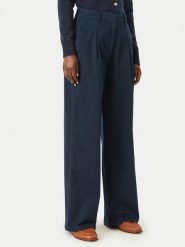 Tommy Jeans Spodnie materiałowe DW0DW21698 Granatowy Wide Leg. Niebieskie spodnie materiałowe damskie Tommy Jeans, bez wzorów, z bawełny. Za 369.99 zł.