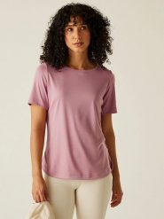 Regatta Koszulka funkcyjna "Botanna" w kolorze jasnoróżowym rozmiar: 36. Różowe koszulki damskie Regatta, s, bez wzorów, z materiału, bez kołnierzyka, bez ramiączek. Za 37.21 zł.