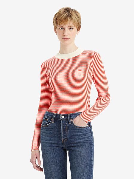 Levi's Sweter w kolorze beżowo-czerwonym rozmiar: S. Brązowe swetry klasyczne damskie Levi's, s, ze splotem, bez kołnierzyka. Za 149.66 zł.