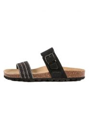 Billowy Skórzane klapki w kolorze czarnym rozmiar: 38. Czarne klapki damskie Billowy, bez wzorów, z materiału, z otwartym noskiem, bez obcasa, bez zapięcia. Za 173.99 zł.