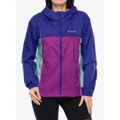Kurtka przeciwwiatrowa damska Columbia Crested Canyon Windbreaker. Fioletowe kurtki damskie Columbia, bez wzorów, z softshellu, bez kaptura. Za 240.99 zł.