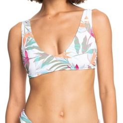 Góra od bikini Roxy Beach Classic. Białe bikini Roxy, bez wzorów, z elastanu. W wyprzedaży za 88.00 zł.