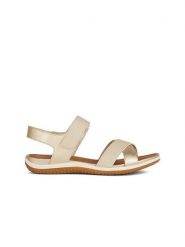 Geox Sandały "Vega" w kolorze złoto-kremowym rozmiar: 41. Brązowe sandały damskie Geox, bez wzorów, z otwartym noskiem, bez obcasa, bez zapięcia. Za 245.96 zł.