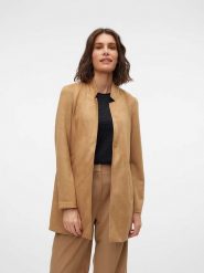 Vero Moda Płaszcz przejściowy w kolorze karmelowym rozmiar: XS. Brązowe płaszcze damskie Vero Moda, xs, bez wzorów, ze skóry, bez kaptura. Za 169.45 zł.