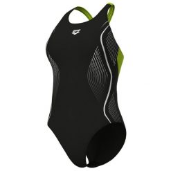 Damski kostium kąpielowy 1-częściowy Arena Grid V Back Graphic. Czarne stroje jednoczęściowe Arena, bez wzorów. Za 230.50 zł.