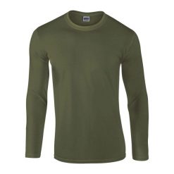 Koszulka Z Długim Rękawem Unisex Softstyle Dla Dorosłych. Zielone bluzki damskie GILDAN, s, bez wzorów, sportowe, bez kołnierzyka, bez ramiączek. Za 65.99 zł.