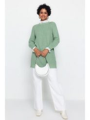 Trendyol Sweter w kolorze zielonym rozmiar: XXL. Zielone swetry klasyczne damskie Trendyol, xxl, ze splotem, bez kołnierzyka. Za 86.99 zł.