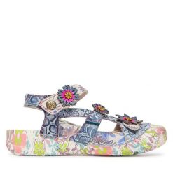 Sandały Laura Vita. Niebieskie sandały damskie LAURA VITA, bez wzorów, bez obcasa, na płaskiej podeszwie, bez zapięcia. Za 409.99 zł.