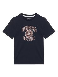 Guess T-Shirt L6RI13 K8HM4 Granatowy Regular Fit. Niebieskie t-shirty i koszulki chłopięce Guess, z aplikacjami, bez kołnierzyka, bez ramiączek. Za 89.99 zł.