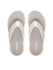 Skechers Japonki 140184/WHT Biały. Białe klapki damskie Skechers, bez wzorów, z materiału, bez obcasa, bez zapięcia. Za 199.99 zł.