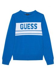 Guess Sweter L5YR01 Z0140 Niebieski Regular Fit. Niebieskie swetry chłopięce Guess, z bawełny, bez kołnierzyka. Za 139.99 zł.