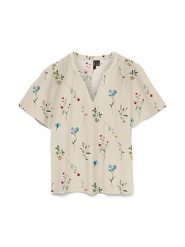 Vero Moda Bluzka w kolorze kremowym rozmiar: XS. Brązowe bluzki damskie Vero Moda, xs, bez wzorów, bez kołnierzyka, bez ramiączek. Za 61.46 zł.