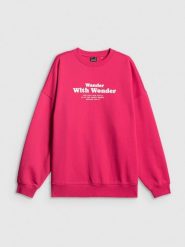 4F Bluza dresowa oversize bez kaptura damska - różowa L. Czerwone bluzy damskie 4F, l, bez wzorów, z dresówki, bez kaptura. Za 159.99 zł.