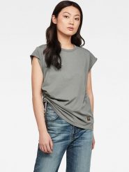 G-Star Koszulka "Gsraw Knotted" w kolorze szarozielonym rozmiar: L. Szare koszulki damskie G-Star, l, bez wzorów, z bawełny, bez kołnierzyka, bez ramiączek. Za 121.80 zł.