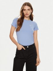 Guess Jeans T-Shirt W5RI52 J1314 Niebieski Regular Fit. Niebieskie t-shirty damskie Guess Jeans, s, z aplikacjami, z bawełny, bez kołnierzyka. Za 79.99 zł.