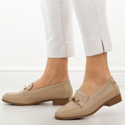 Beżowe półbuty damskie M.Daszyński 25113-8. Brązowe półbuty damskie M.Daszyński, na jesień, bez wzorów, z materiału, bez obcasa, na płaskiej podeszwie, bez zapięcia. Za 179.00 zł.