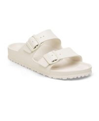 Klapki damskie Birkenstock Arizona Eva. Białe klapki damskie Birkenstock, bez wzorów, z materiału, bez obcasa, bez zapięcia. Za 337.00 zł.