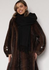 Czarny Klasyczny Szalik Zdobiony Frędzlami Vetilana. Czarne szaliki damskie Born2be, z aplikacjami, z jeansu. Za 44.99 zł.