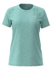 Under Armour Koszulka sportowa "Tech" w kolorze miętowym rozmiar: L. Zielone koszulki sportowe damskie Under Armour, l, bez wzorów, z materiału, bez ramiączek, outdoorowe. Za 83.42 zł.