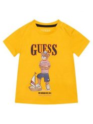 Guess T-Shirt N6GI04 K8HM4 Żółty Regular Fit. Żółte t-shirty i koszulki chłopięce Guess, z aplikacjami, z bawełny, bez kołnierzyka, bez ramiączek. Za 94.99 zł.