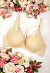 Żółty Gładki Biustonosz Full Cup z Ozdobą między Miseczkami i Paskami Neifa. Żółte biustonosze Renee, z aplikacjami. Za 19.99 zł.