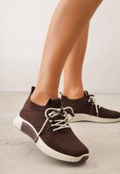 Brązowe Sneakersy z Podwójnym Sznurowaniem Fontarin. Brązowe obuwie sportowe damskie Born2be, z jeansu, bez zapięcia. Za 89.99 zł.