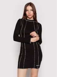 Sixth June Sukienka dzianinowa 12191 Czarny Slim Fit. Czarne sukienki damskie Sixth June, bez wzorów, z bawełny, bez ramiączek. Za 99.99 zł.