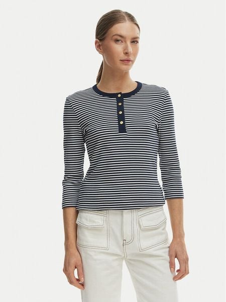Tommy Hilfiger Bluzka WW0WW49629 Niebieski Slim Fit. Niebieskie bluzki damskie Tommy Hilfiger, xs, bez wzorów, z bawełny, bez kołnierzyka, bez ramiączek. Za 211.99 zł.