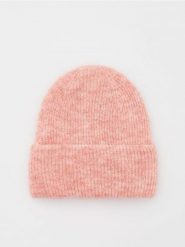 Czapka beanie z wełną - koralowy. Pomarańczowe czapki damskie Reserved, bez wzorów, z wełny. W wyprzedaży za 39.99 zł.