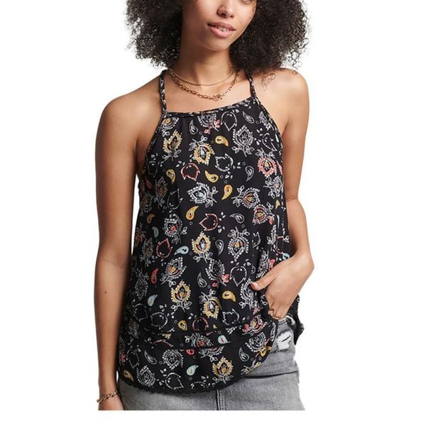 Bluzka sportowa damska SuperDry Vintage Beach Cami Top. Czarne koszulki sportowe damskie Superdry, xs, bez wzorów, z wiskozy, bez ramiączek. W wyprzedaży za 96.00 zł.