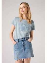 Levi's Koszulka w kolorze błękitnym rozmiar: S. Niebieskie koszulki damskie Levi's, s, bez wzorów, z bawełny, bez kołnierzyka, bez ramiączek. Za 65.54 zł.