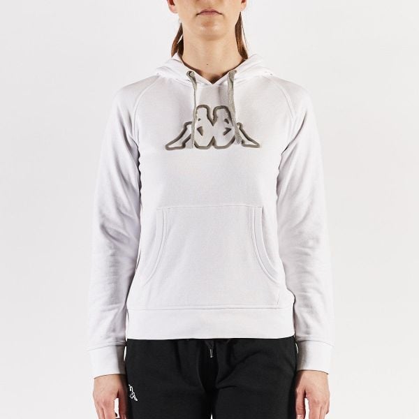 Bluza z kapturem Damska Kappa Biały. Białe bluzy damskie Kappa, m, bez wzorów, z bawełny, z kapturem. Za 233.95 zł.