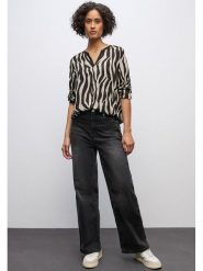 Cecil Bluzka w kolorze jasnoszaro-czarnym rozmiar: 38. Czarne bluzki damskie Cecil, bez wzorów, z wiskozy, bez kołnierzyka, bez ramiączek. Za 121.80 zł.