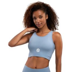 Stanik sportowy Fitness Damski Crunch Blue. Niebieskie biustonosze sportowe damskie SIROKO, bez wzorów, z nylonu. W wyprzedaży za 84.00 zł.