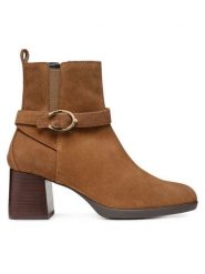 Geox Botki D Walk Pleasure 55 D46XBA 00022 C6372 Brązowy. Brązowe botki damskie Geox, ze skóry, bez obcasa, na słupku, bez zapięcia. Za 579.99 zł.